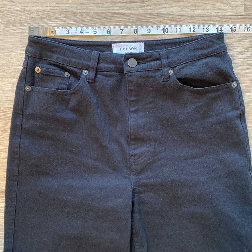 Hudson Wide Leg Cropped Dark Denim Trousers - Picture 8 of 9